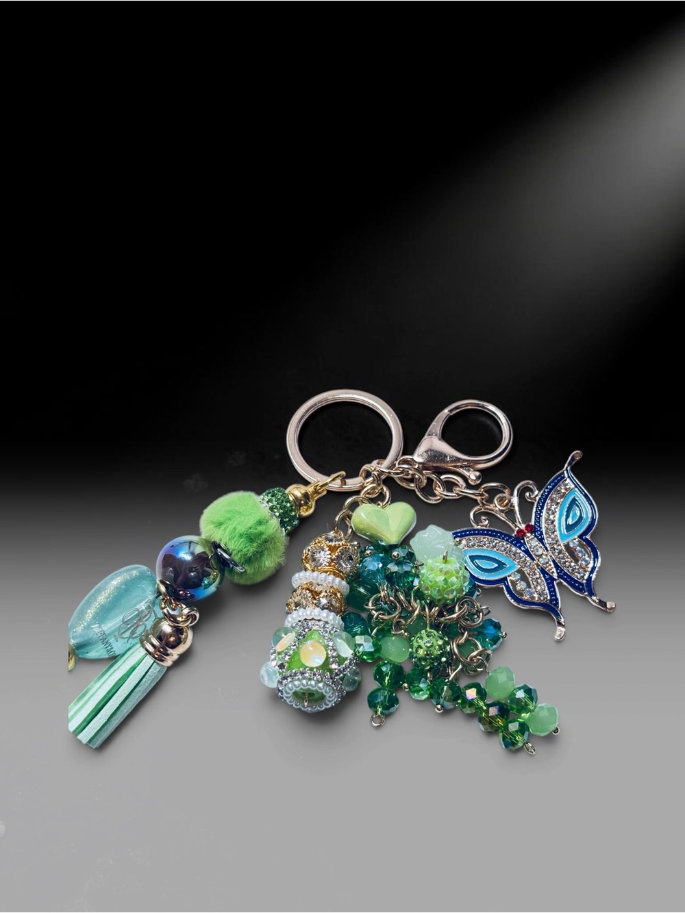 Brand New Luxury Tiffany Blue & Green Butterfly Cluster Bag Charm
